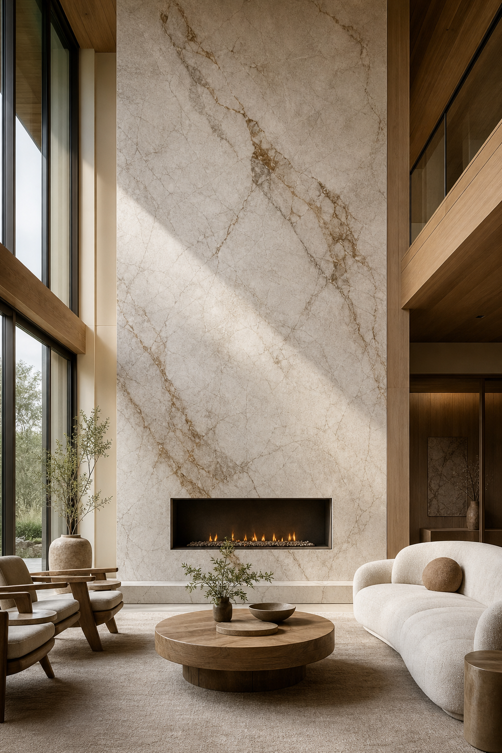 Revestimiento interior con placas de piedra de gran formato
